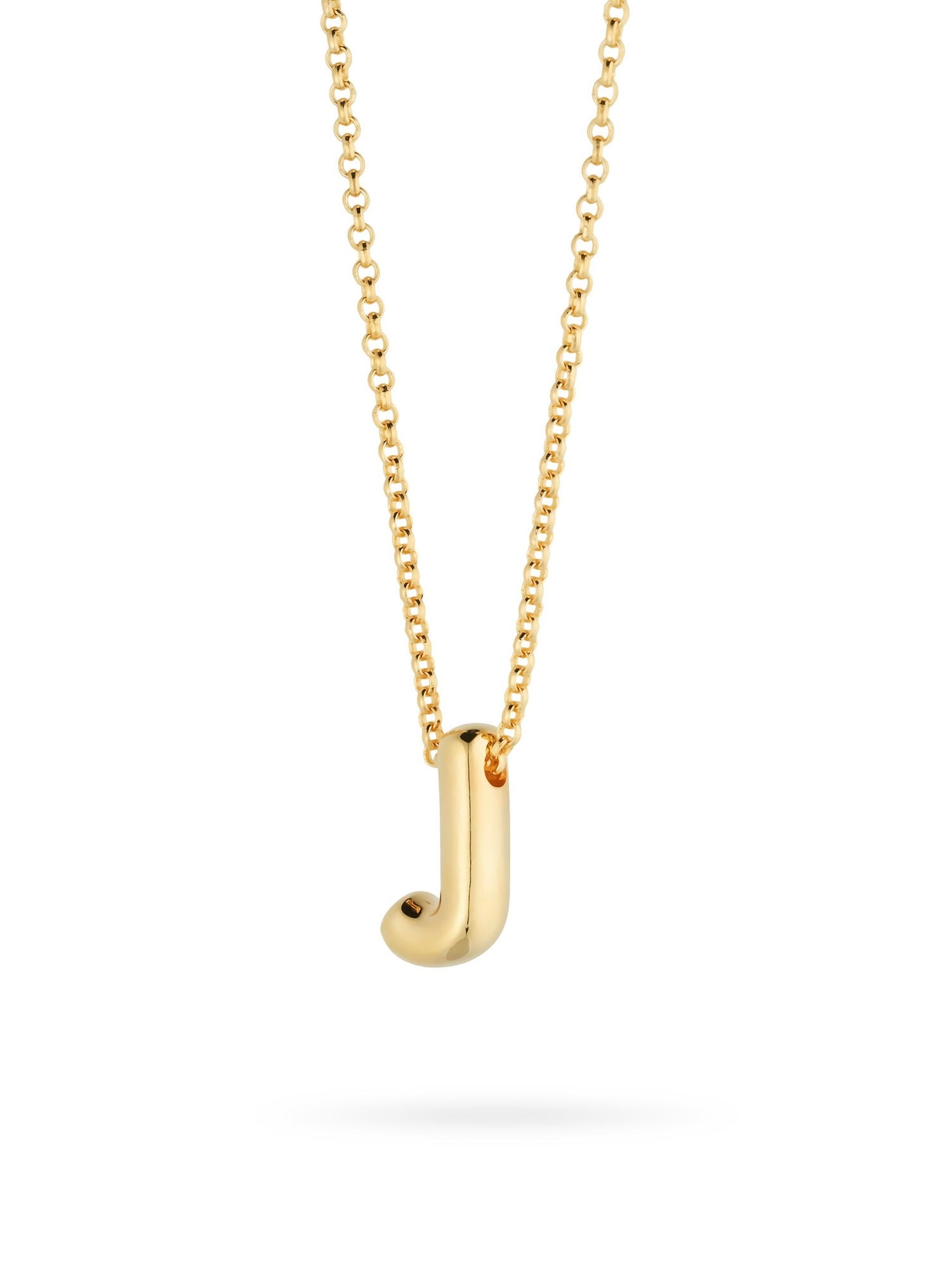Bubble Letter Necklace, initial, letter pendant, chain, gold, gold plated, sterling silver