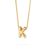 Bubble Letter Necklace, initial, letter pendant, chain, gold, gold plated, sterling silver