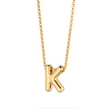 Bubble Letter Necklace, initial, letter pendant, chain, gold, gold plated, sterling silver