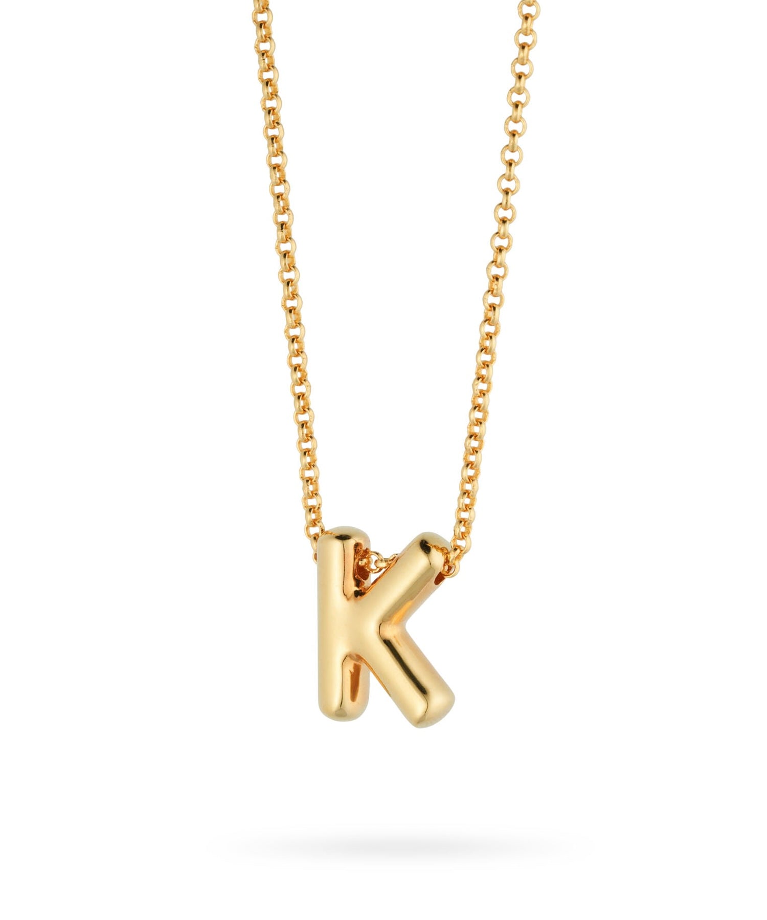 Bubble Letter Necklace, initial, letter pendant, chain, gold, gold plated, sterling silver