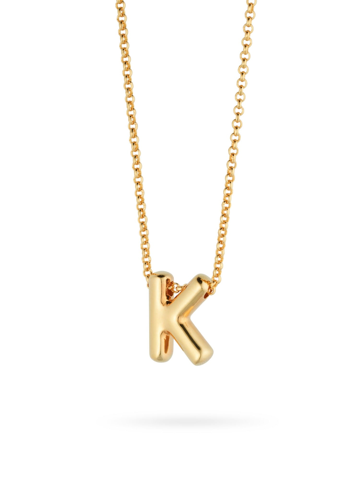 Bubble Letter Necklace, initial, letter pendant, chain, gold, gold plated, sterling silver