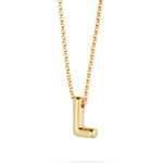 Bubble Letter Necklace, initial, letter pendant, chain, gold, gold plated, sterling silver