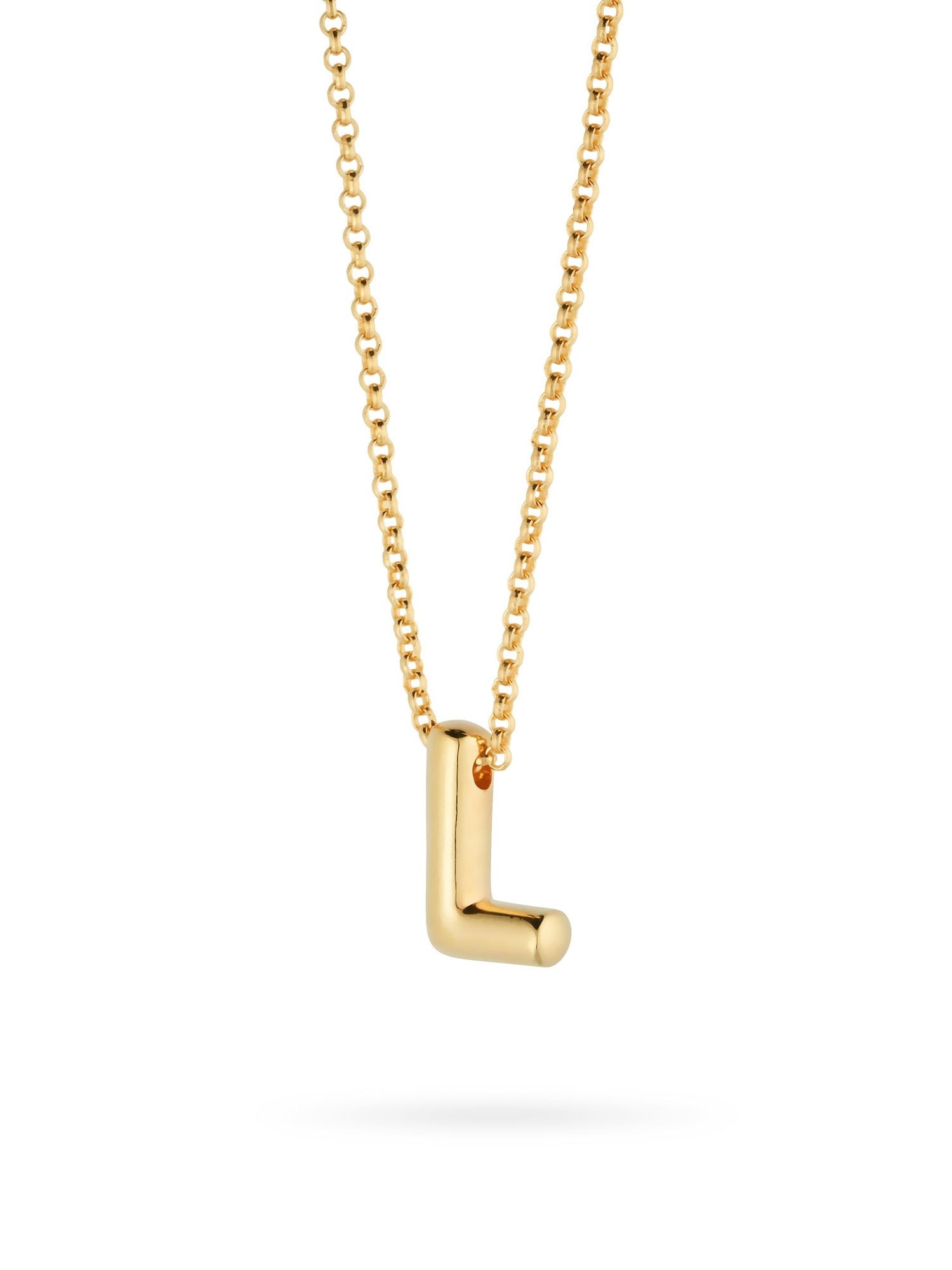 Bubble Letter Necklace, initial, letter pendant, chain, gold, gold plated, sterling silver