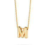 Bubble Letter Necklace, initial, letter pendant, chain, gold, gold plated, sterling silver