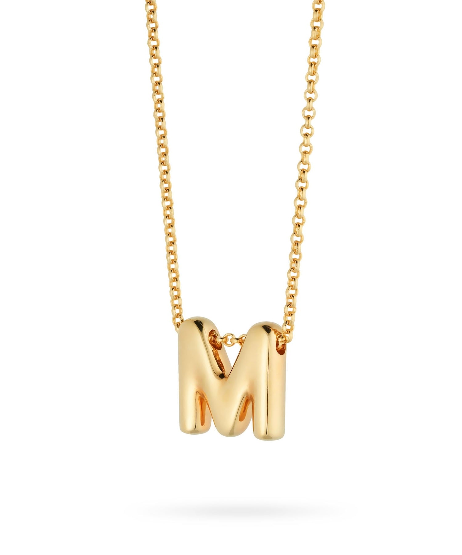 Bubble Letter Necklace, initial, letter pendant, chain, gold, gold plated, sterling silver