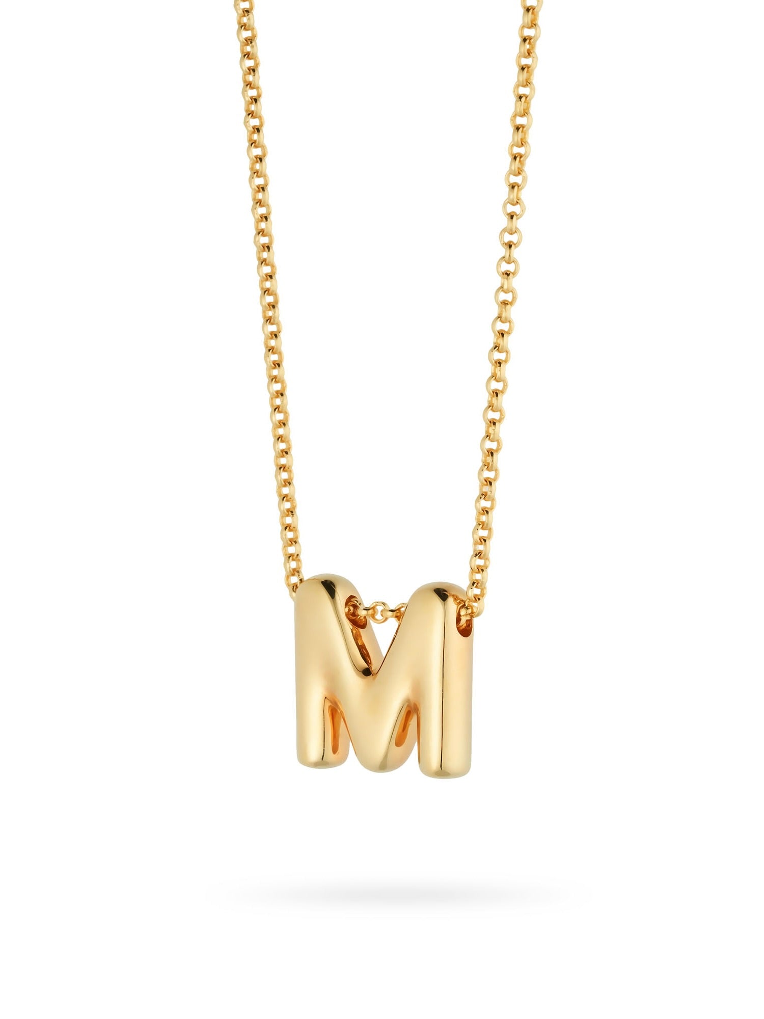 Bubble Letter Necklace, initial, letter pendant, chain, gold, gold plated, sterling silver
