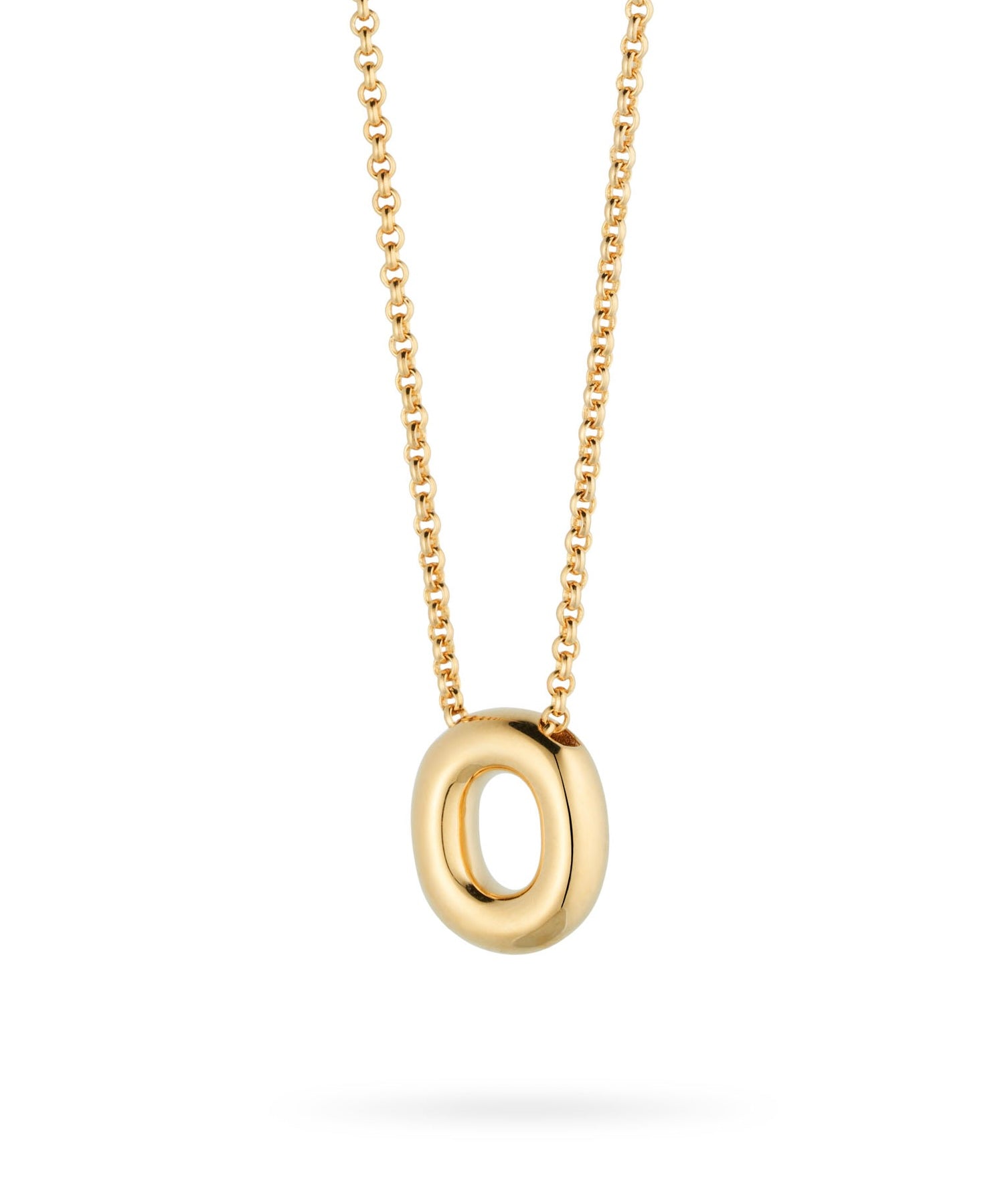 Bubble Letter Necklace, initial, letter pendant, chain, gold, gold plated, sterling silver