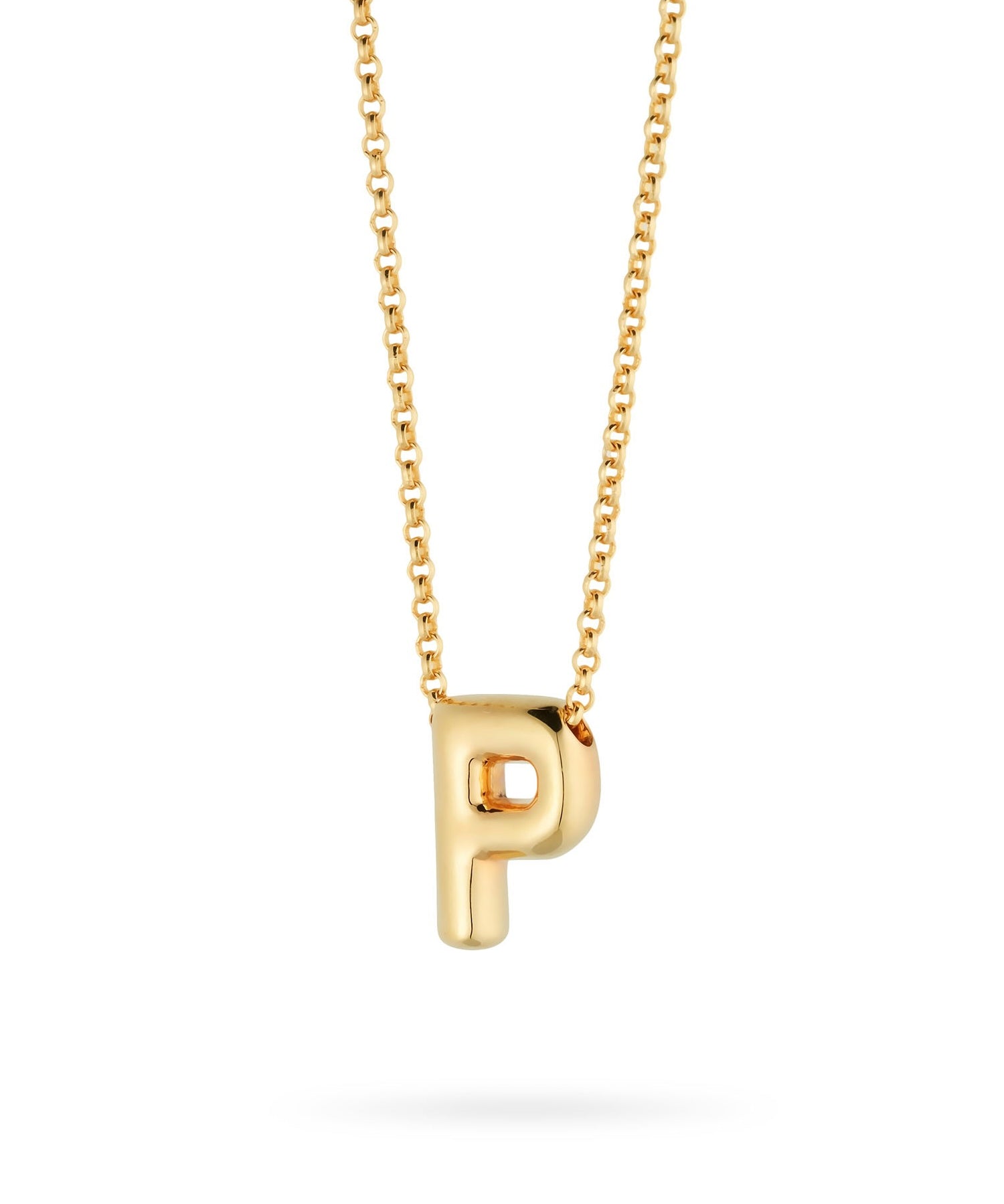 Bubble Letter Necklace, initial, letter pendant, chain, gold, gold plated, sterling silver