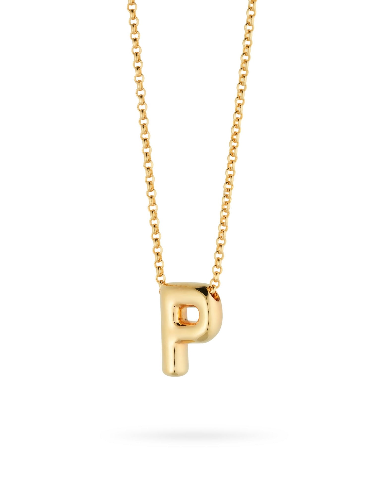 Bubble Letter Necklace, initial, letter pendant, chain, gold, gold plated, sterling silver