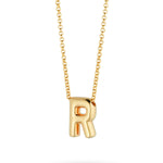Bubble Letter Necklace, initial, letter pendant, chain, gold, gold plated, sterling silver