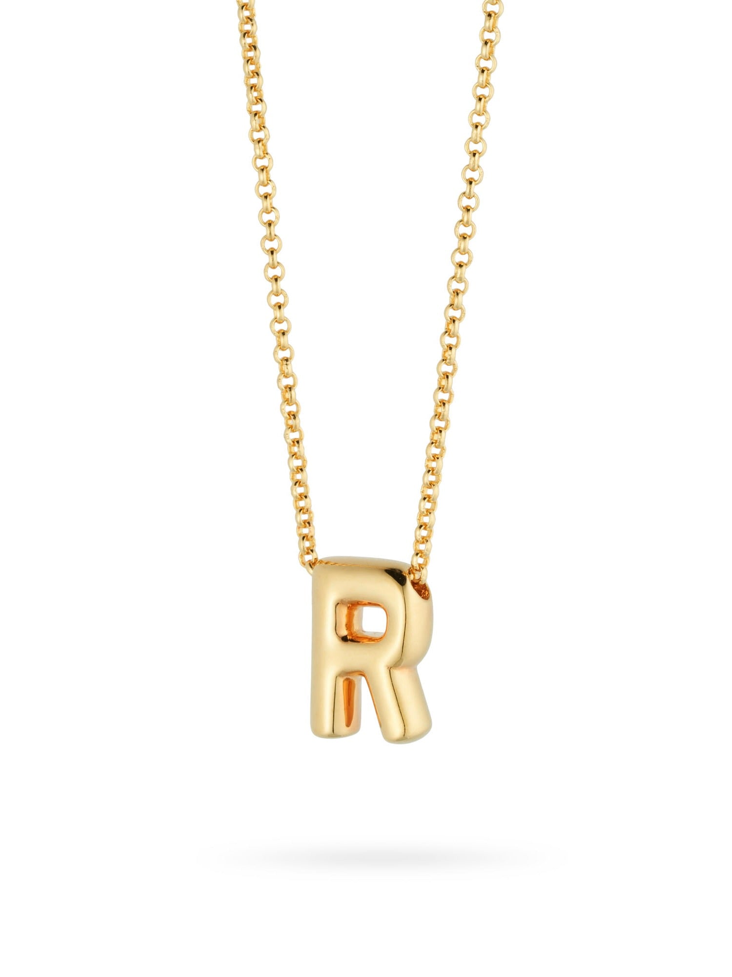 Bubble Letter Necklace, initial, letter pendant, chain, gold, gold plated, sterling silver