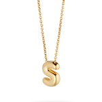 Bubble Letter Necklace, initial, letter pendant, chain, gold, gold plated, sterling silver