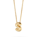 Bubble Letter Necklace, initial, letter pendant, chain, gold, gold plated, sterling silver