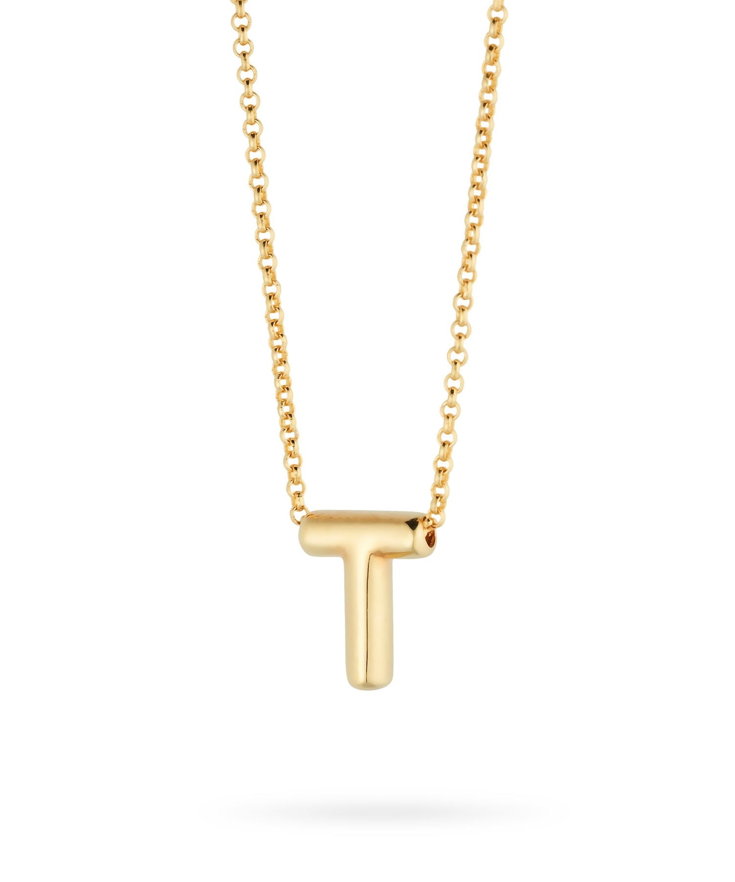 Bubble Letter Necklace, initial, letter pendant, chain, gold, gold plated, sterling silver