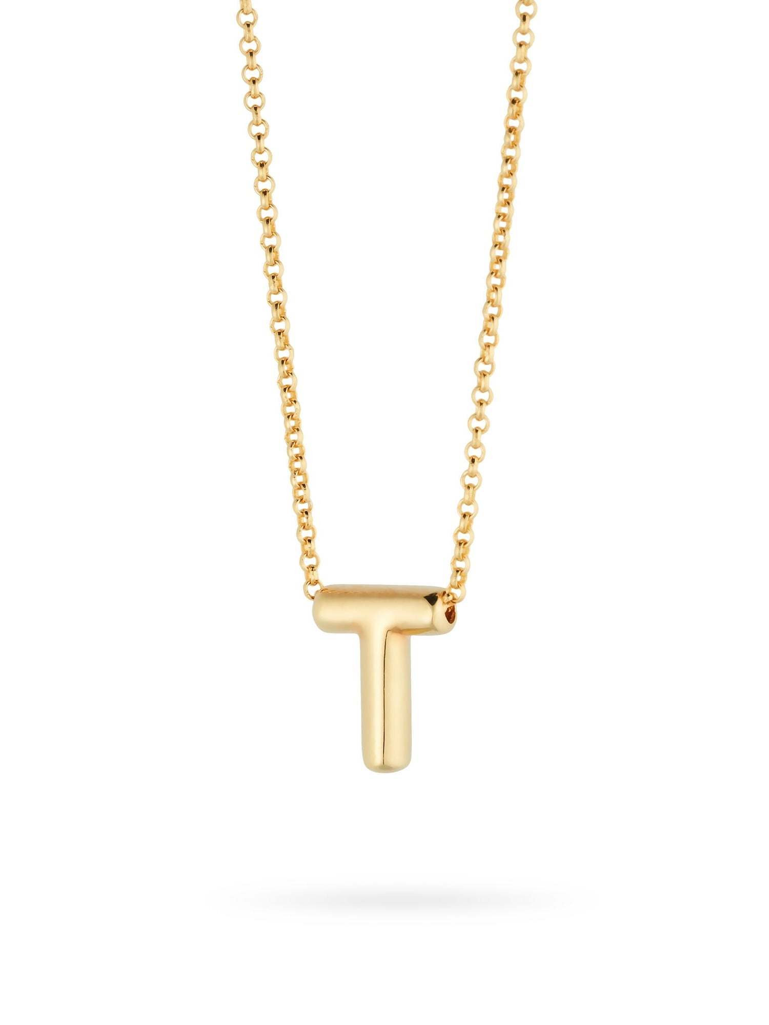 Bubble Letter Necklace, initial, letter pendant, chain, gold, gold plated, sterling silver