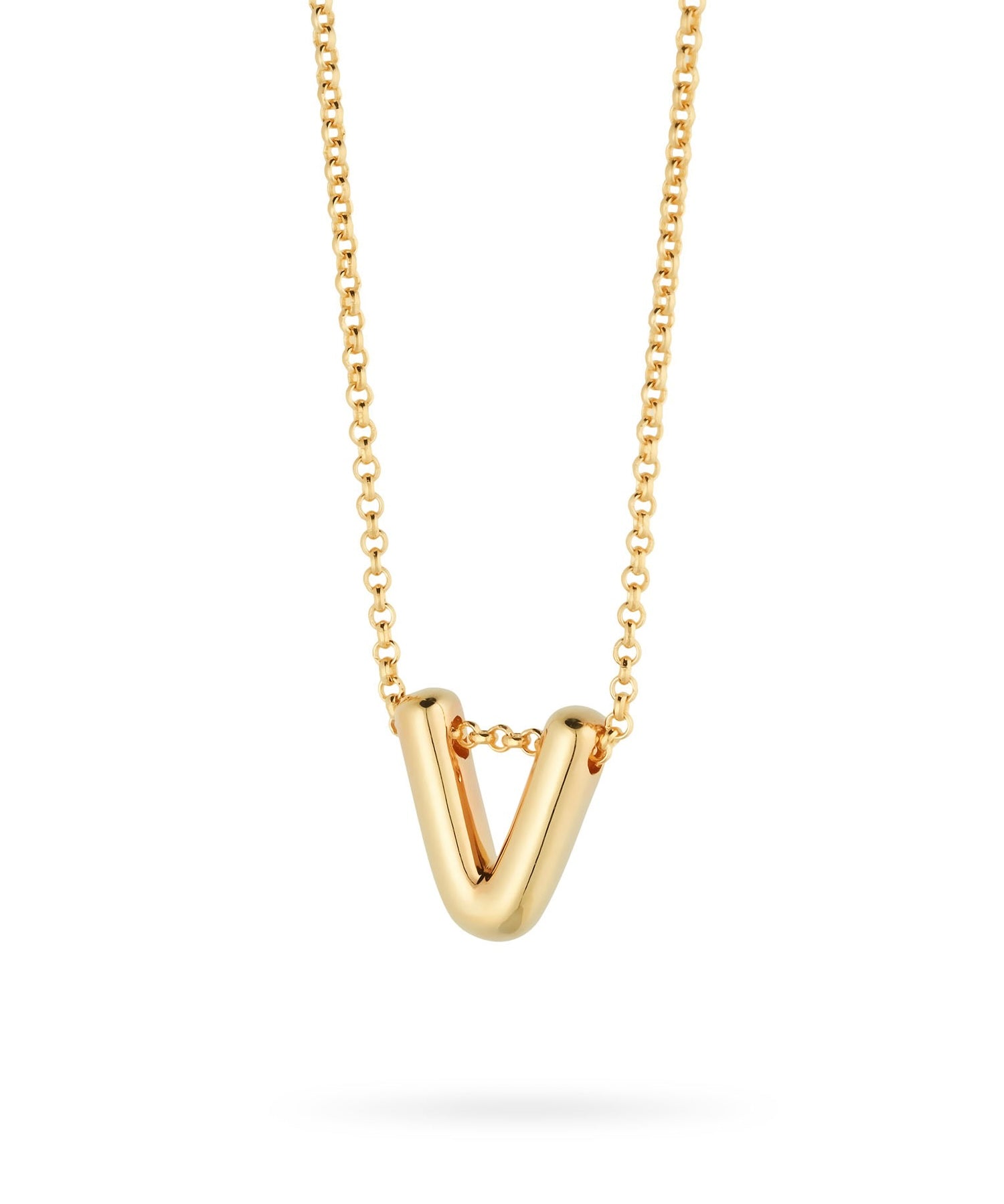 Bubble Letter Necklace, initial, letter pendant, chain, gold, gold plated, sterling silver