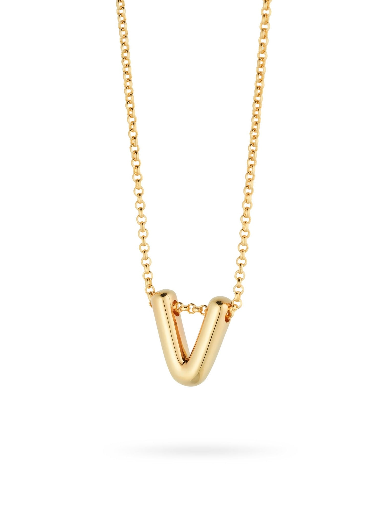 Bubble Letter Necklace, initial, letter pendant, chain, gold, gold plated, sterling silver