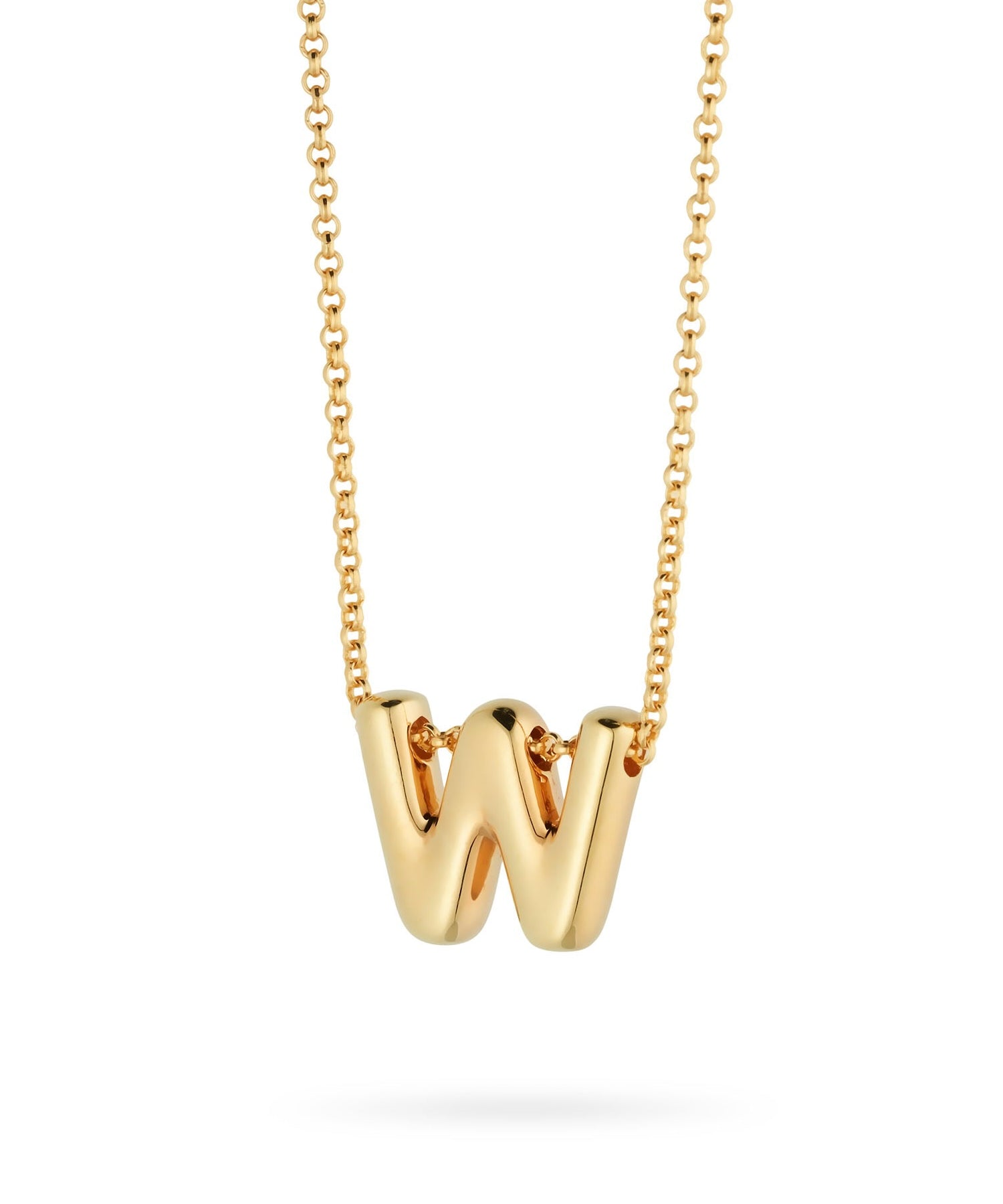 Bubble Letter Necklace, initial, letter pendant, chain, gold, gold plated, sterling silver
