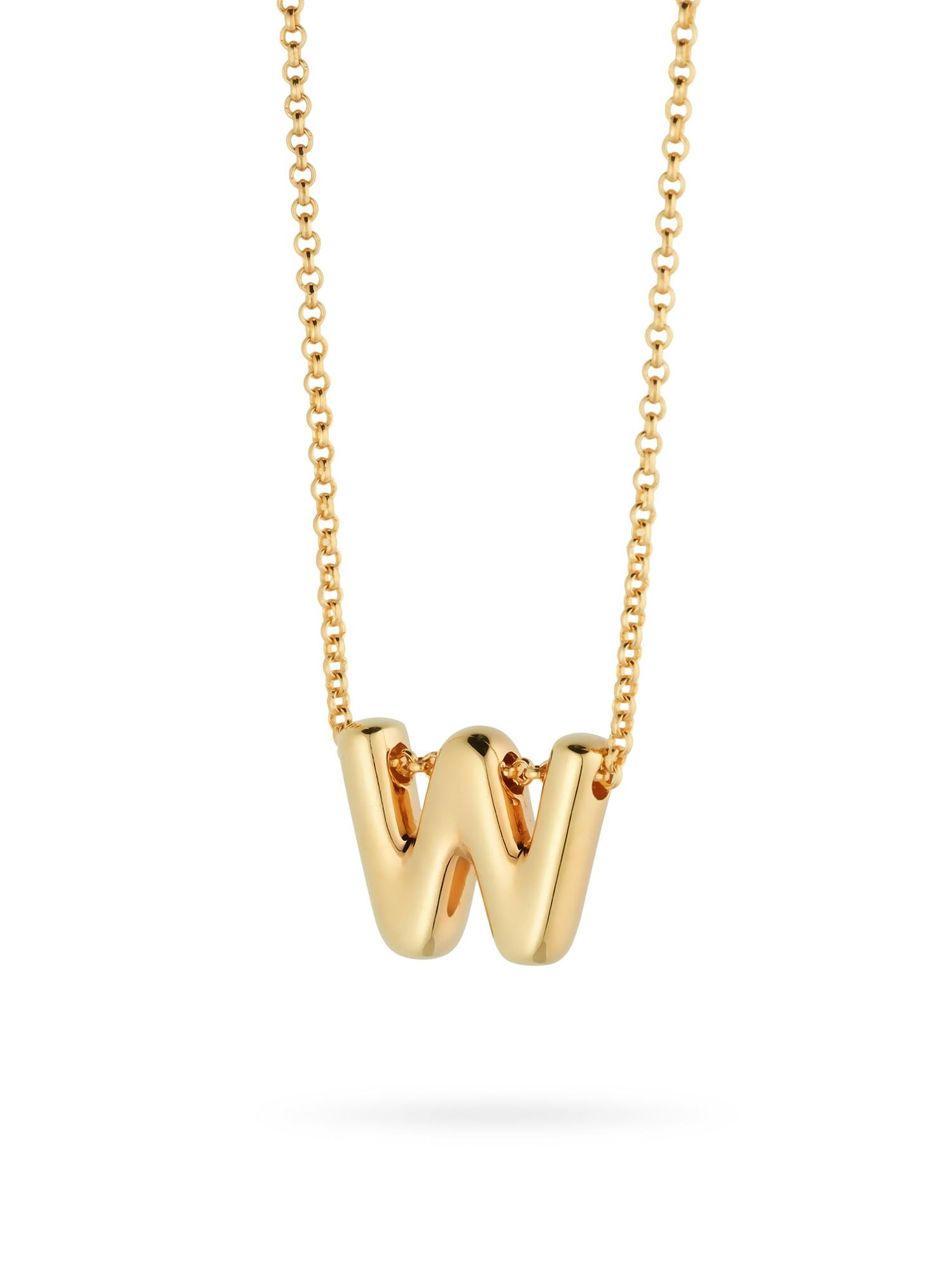 Bubble Letter Necklace, initial, letter pendant, chain, gold, gold plated, sterling silver