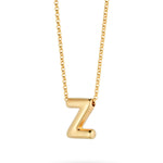 Bubble Letter Necklace, initial, letter pendant, chain, gold, gold plated, sterling silver