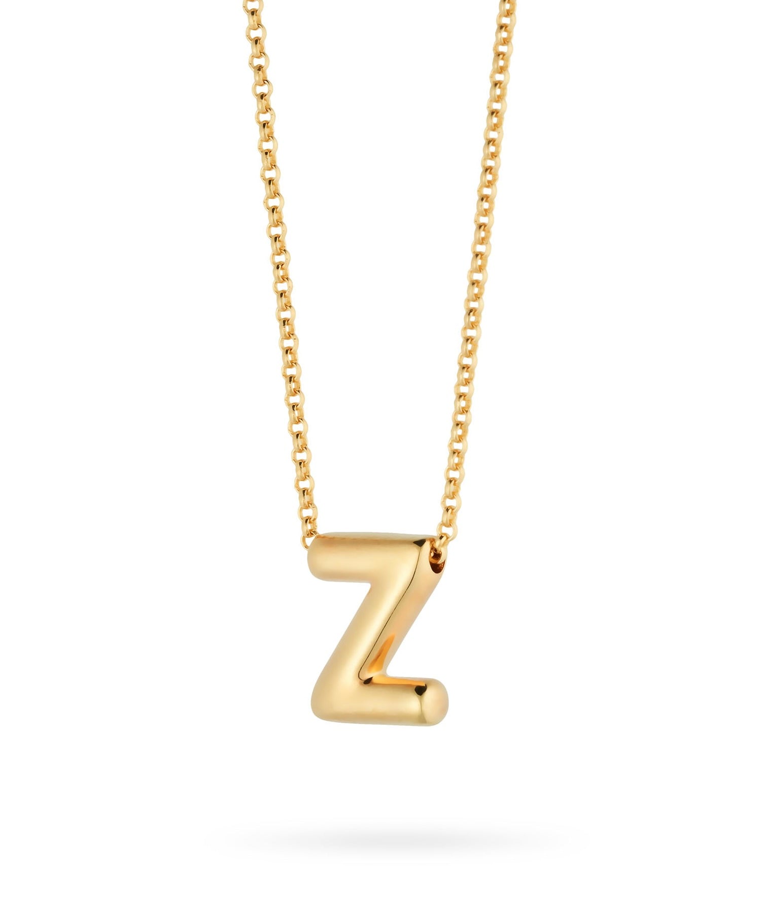 Bubble Letter Necklace, initial, letter pendant, chain, gold, gold plated, sterling silver