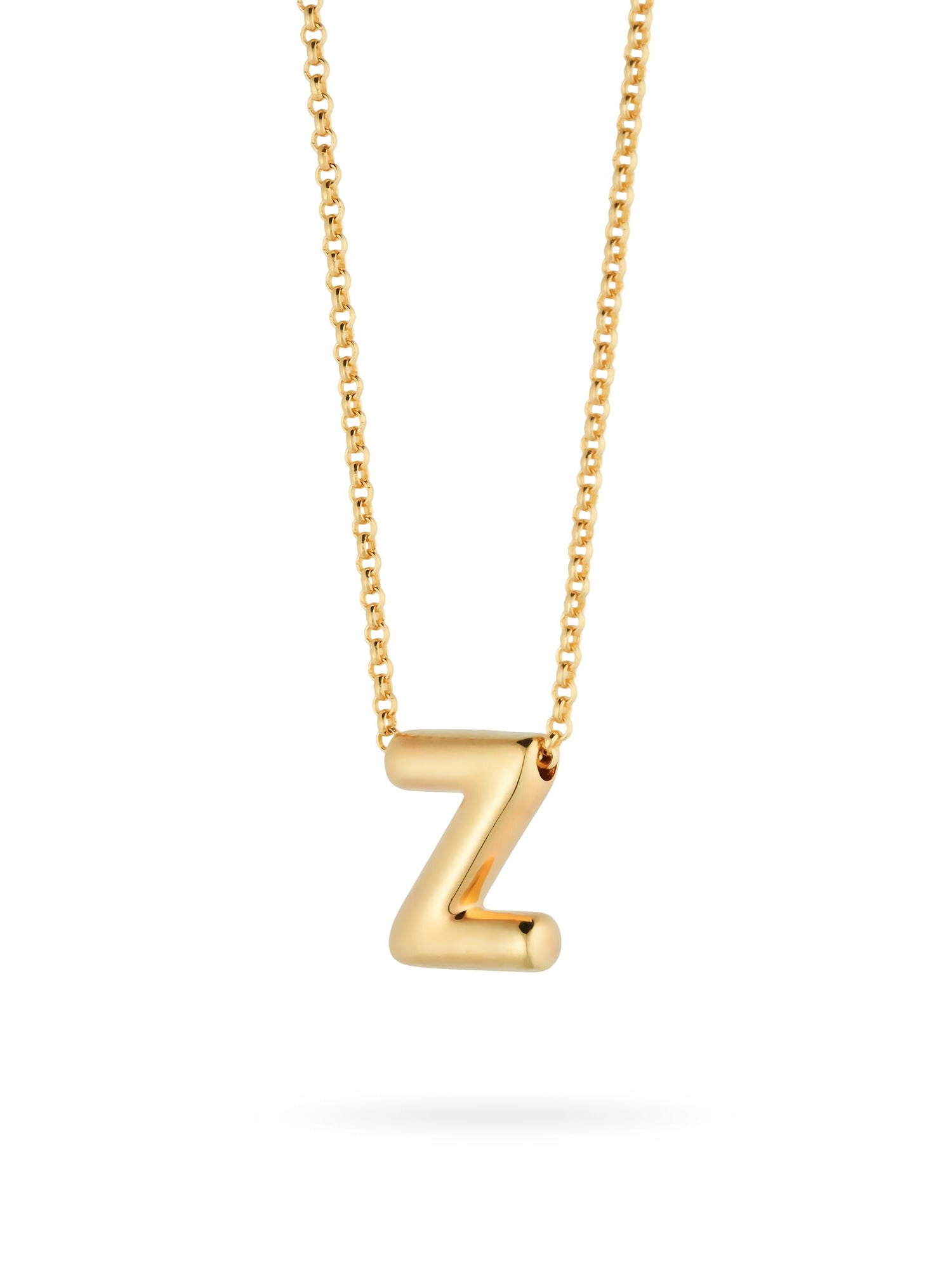 Bubble Letter Necklace, initial, letter pendant, chain, gold, gold plated, sterling silver