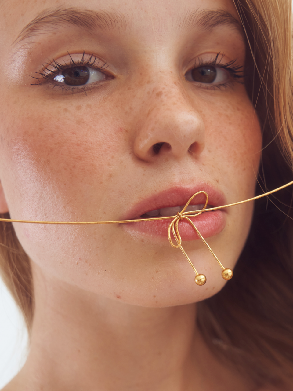Lolita Necklace Gold, bow necklace, chain, sterling silver, gold plated