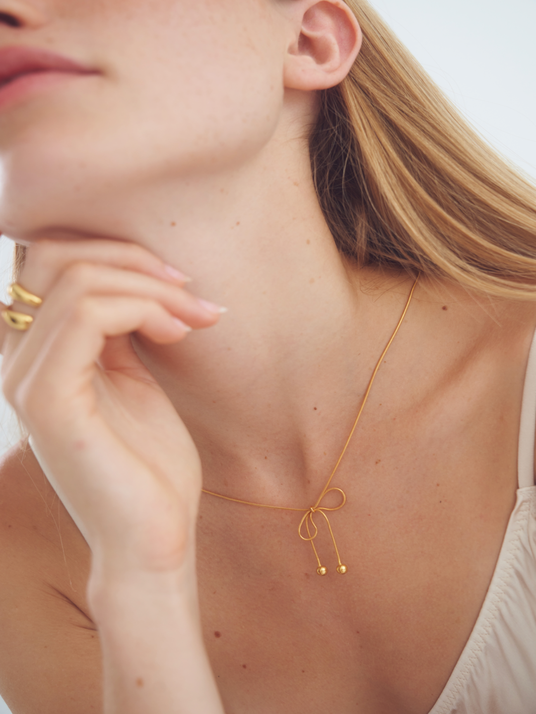 Lolita Necklace Gold, bow necklace, chain, sterling silver, gold plated