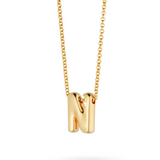 Bubble Letter Necklace, initial, letter pendant, chain, gold, gold plated, sterling silver