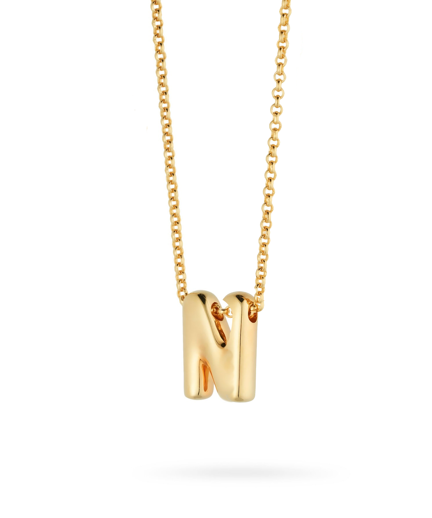 Bubble Letter Necklace, initial, letter pendant, chain, gold, gold plated, sterling silver