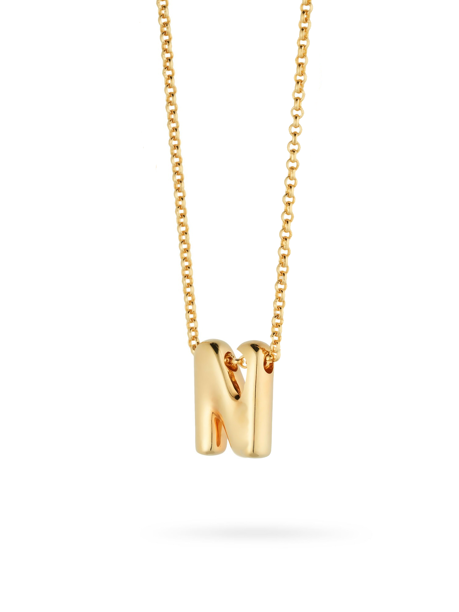 Bubble Letter Necklace, initial, letter pendant, chain, gold, gold plated, sterling silver