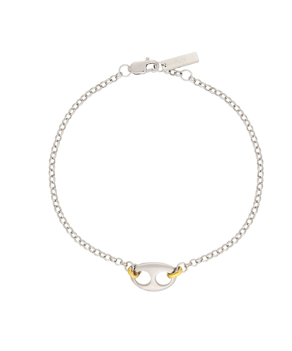 Maybel Bracelet, Sterling Silver, Gold Plated, Chain, Mixed Metals, Link, bracelet stack