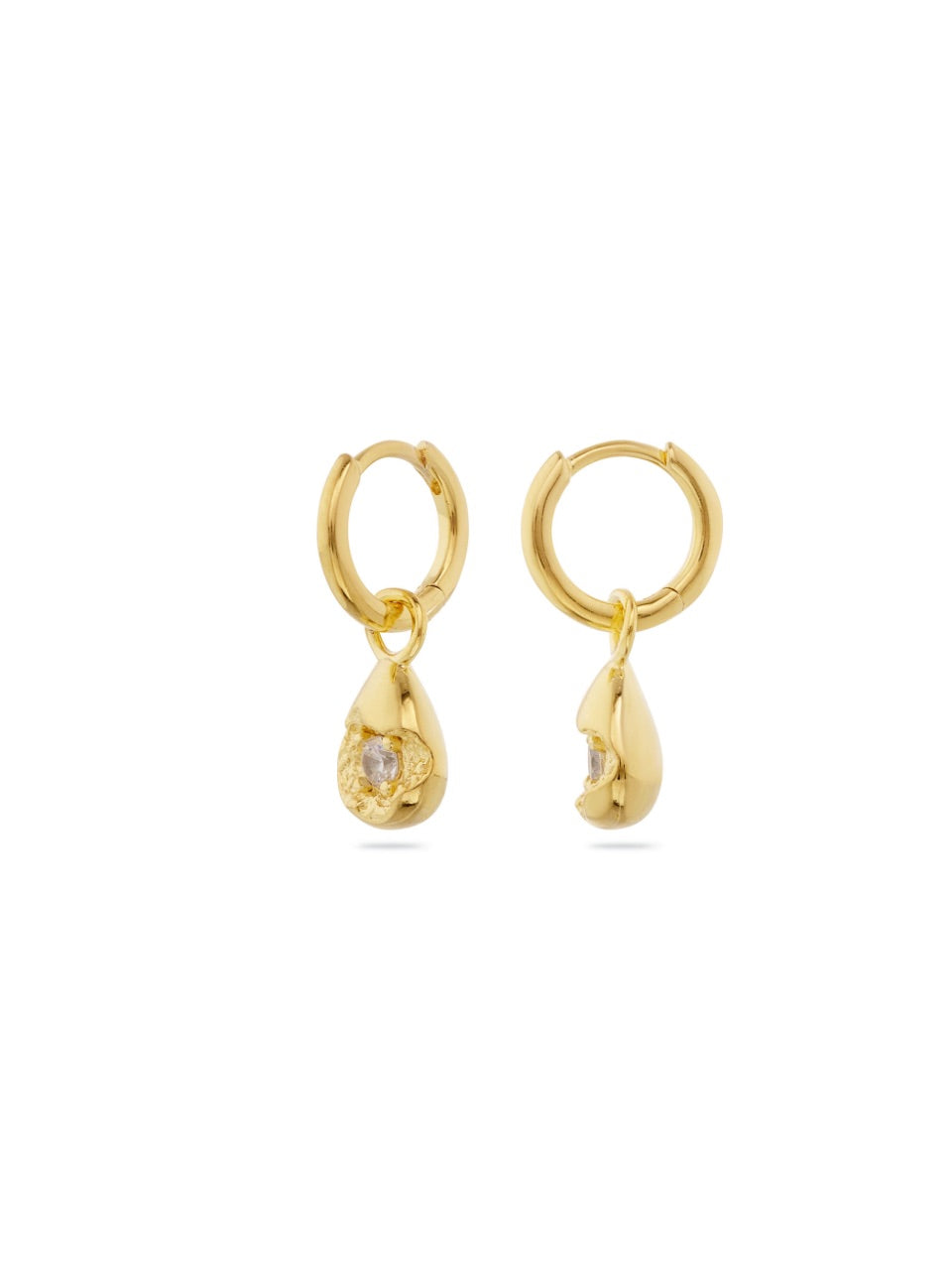 Mimi Earrings, White, Crystal, Gold, Gemstone, Gold Earrings, Earring Stack