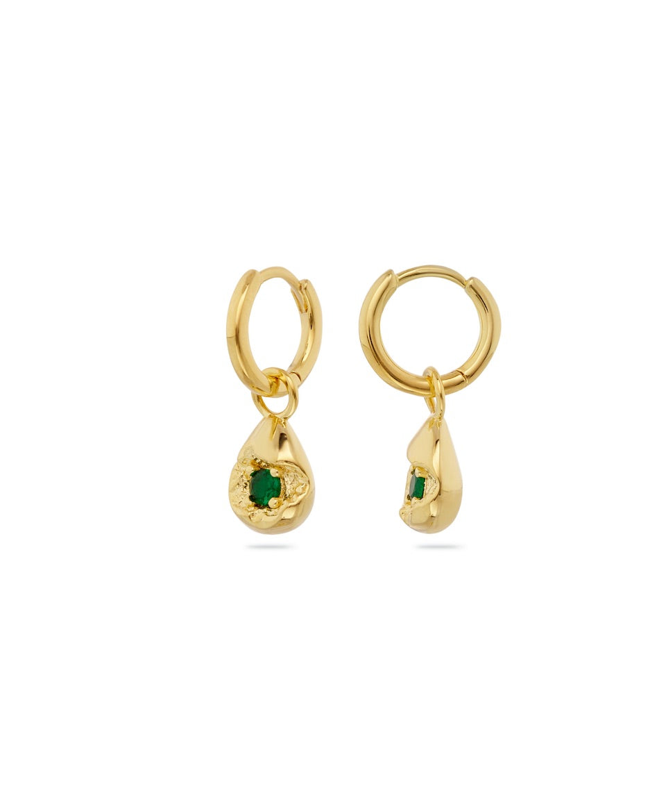 Mimi Earrings, Emerald, Gold, Gemstone, Gold Earrings