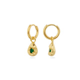 Mimi Earrings, Emerald, Gold, Gemstone, Gold Earrings