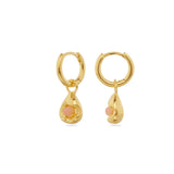 Mimi Earrings, Pink Opal, Gold, Gemstone, Gold Earrings