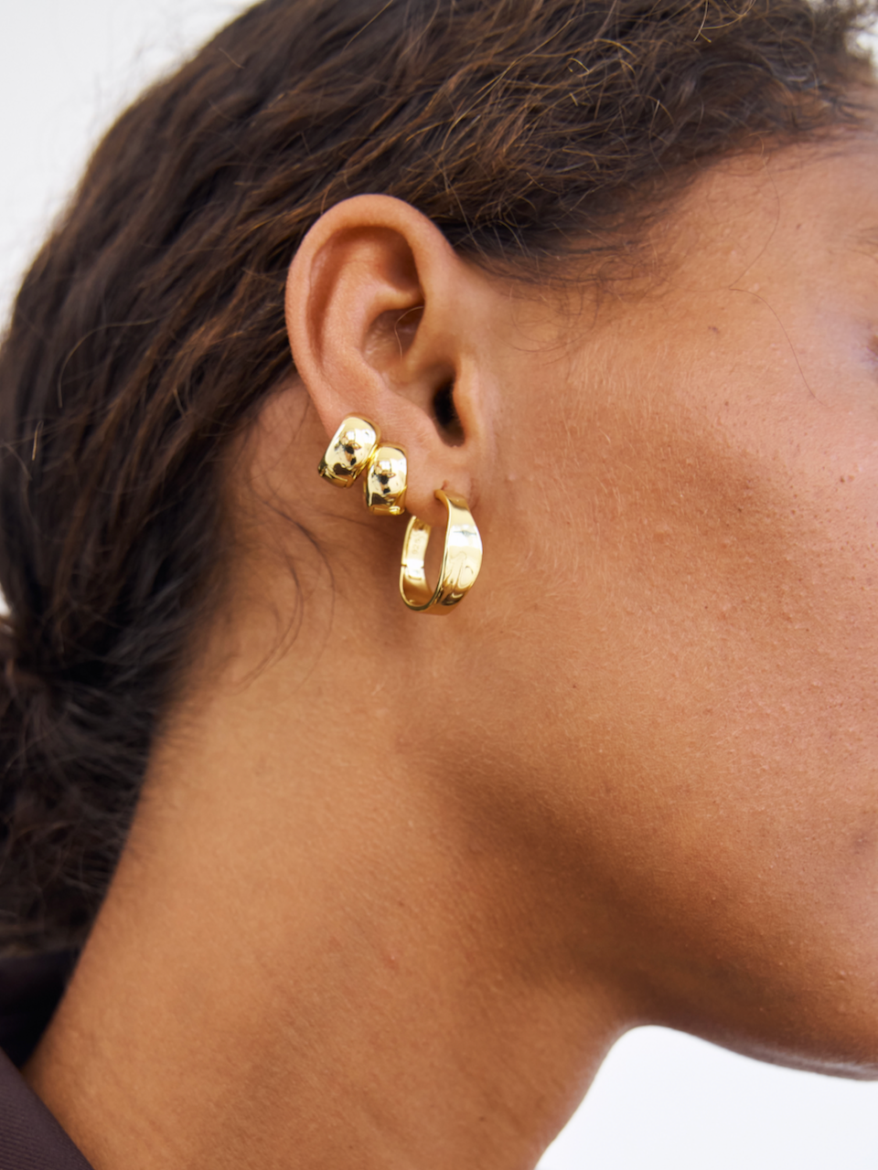 Dita Hoops, gold hoops, hoop earrings, sterling silver, gold plated, ear stack