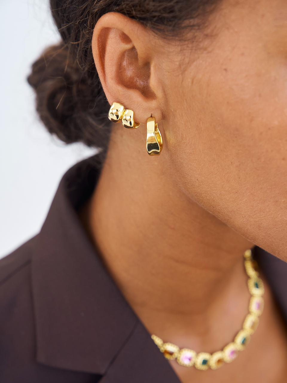 Dita Hoops, gold hoops, hoop earrings, sterling silver, gold plated, ear stack