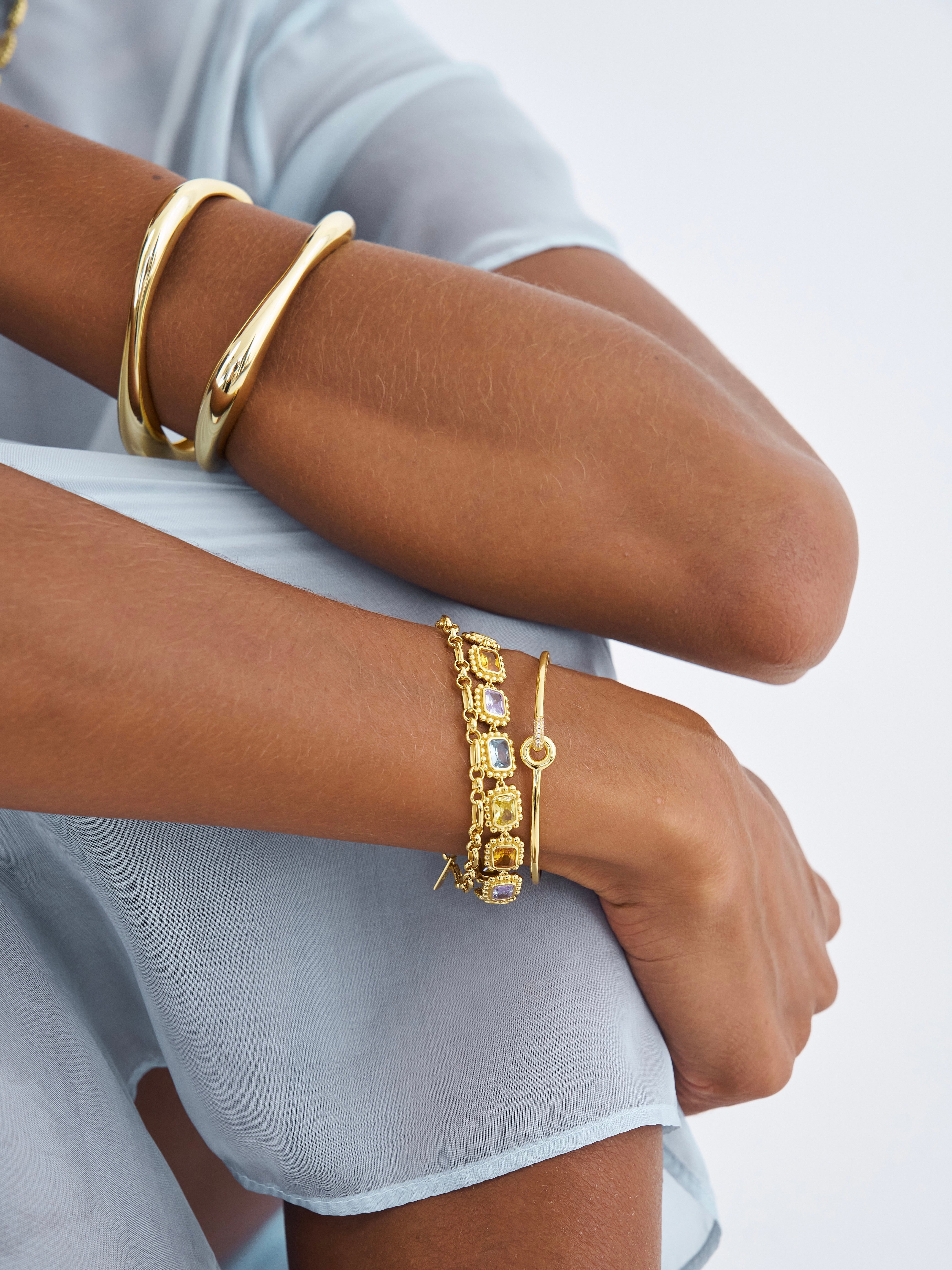 Nadine Bracelet, Sterling Silver, Gold Plated, Chain Bracelet, Bracelet Stack