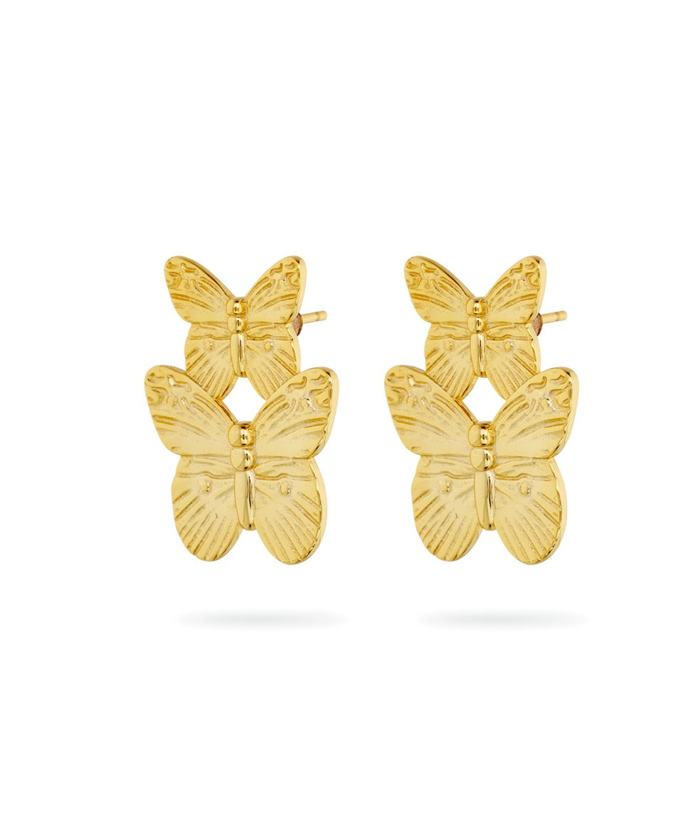 Papillon Earrings, butterfly earrings, statement, gold, gold plated, sterling silver, earring stack