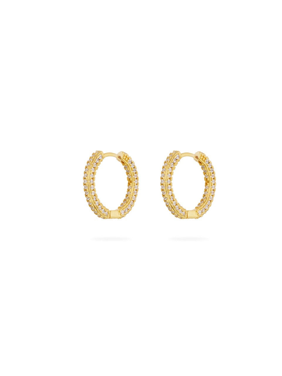 Priscilla Pave Hoops, gold hoops, huggies, earring stack, crystals, sterling silver, gold plated, gold