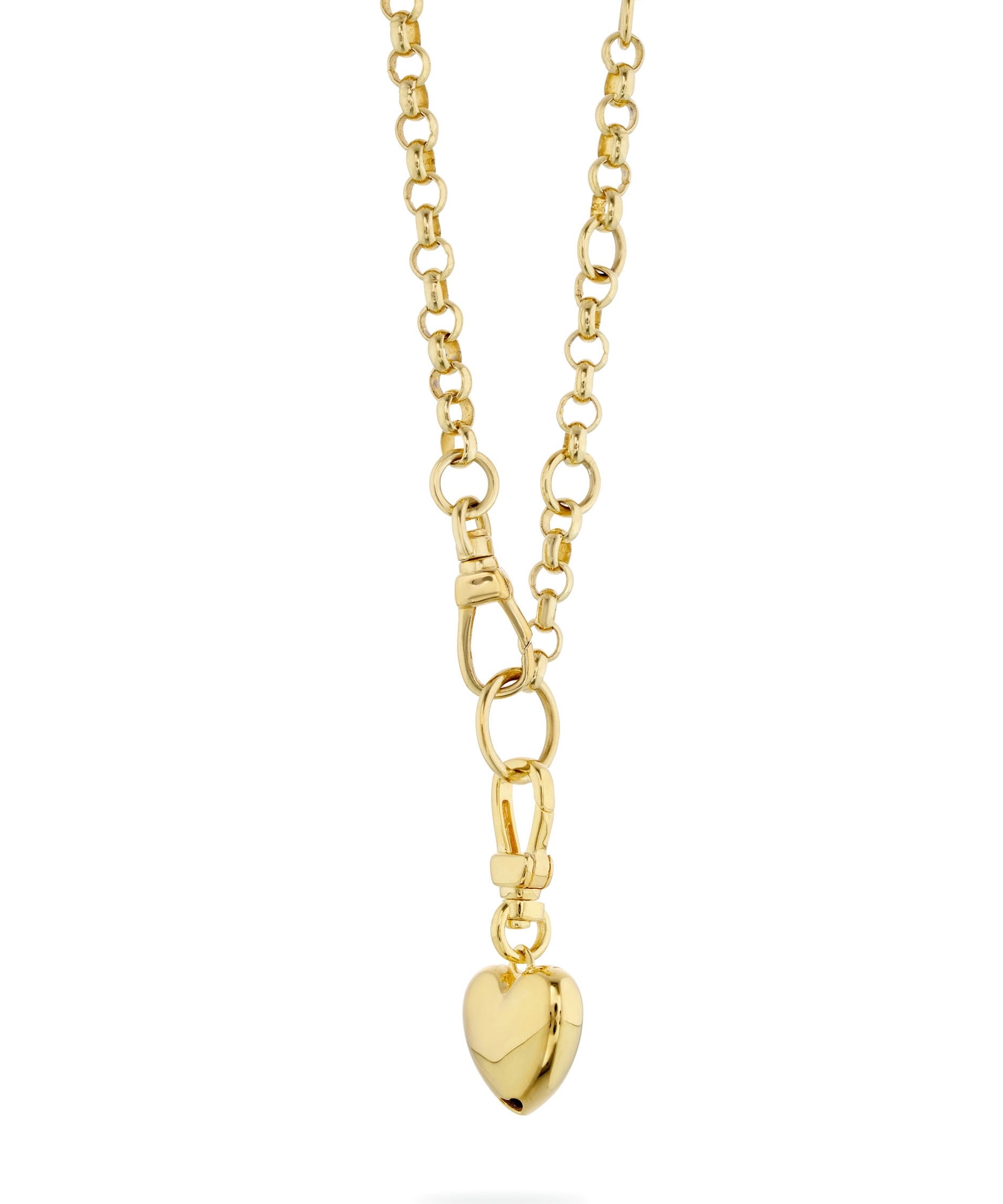 Puff Heart Necklace, Gold, Pendant, Charm, Chain Necklace