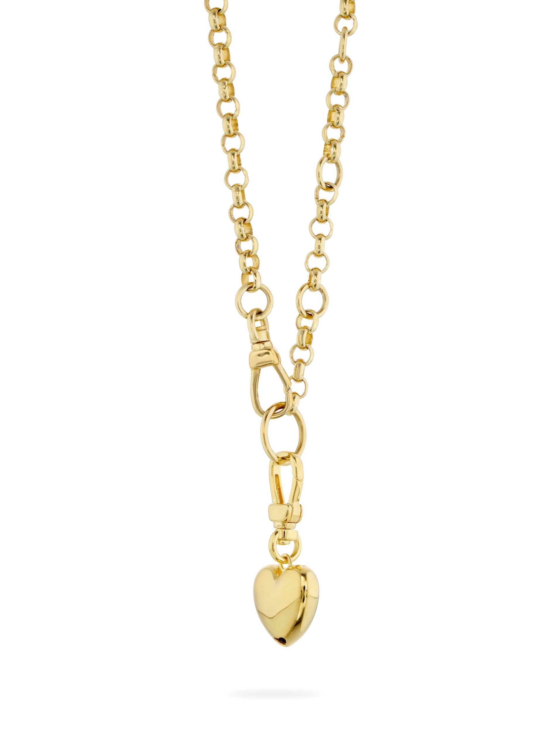 Puff Heart Necklace, Gold, Pendant, Charm, Chain Necklace