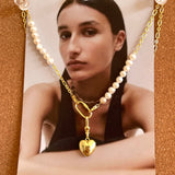 PUFF HEART NECKLACE PEARL