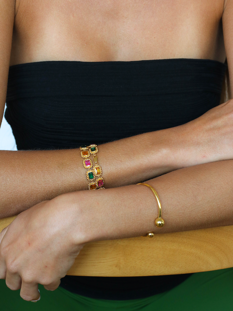 Remy Bracelet, Gemstones, Gold, Gold Plated, Sterling Silver, Link