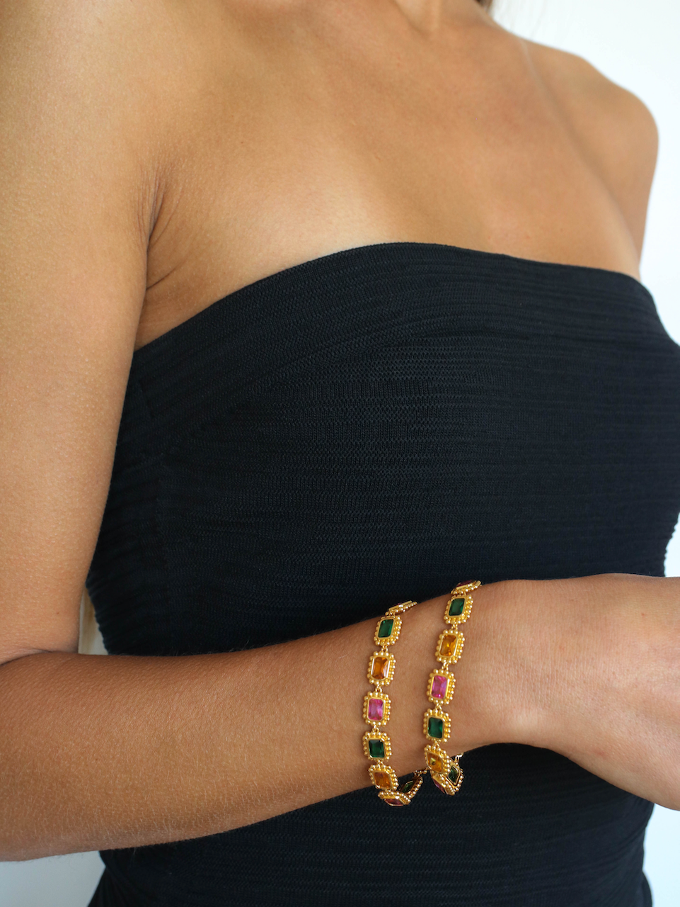 Remy Bracelet, Gemstones, Gold, Gold Plated, Sterling Silver, Link