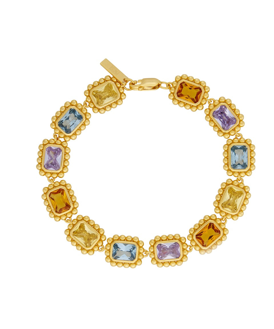 Remy Bracelet, Pastel, Gemstones, Gold, Gold Plated, Sterling Silver, Link