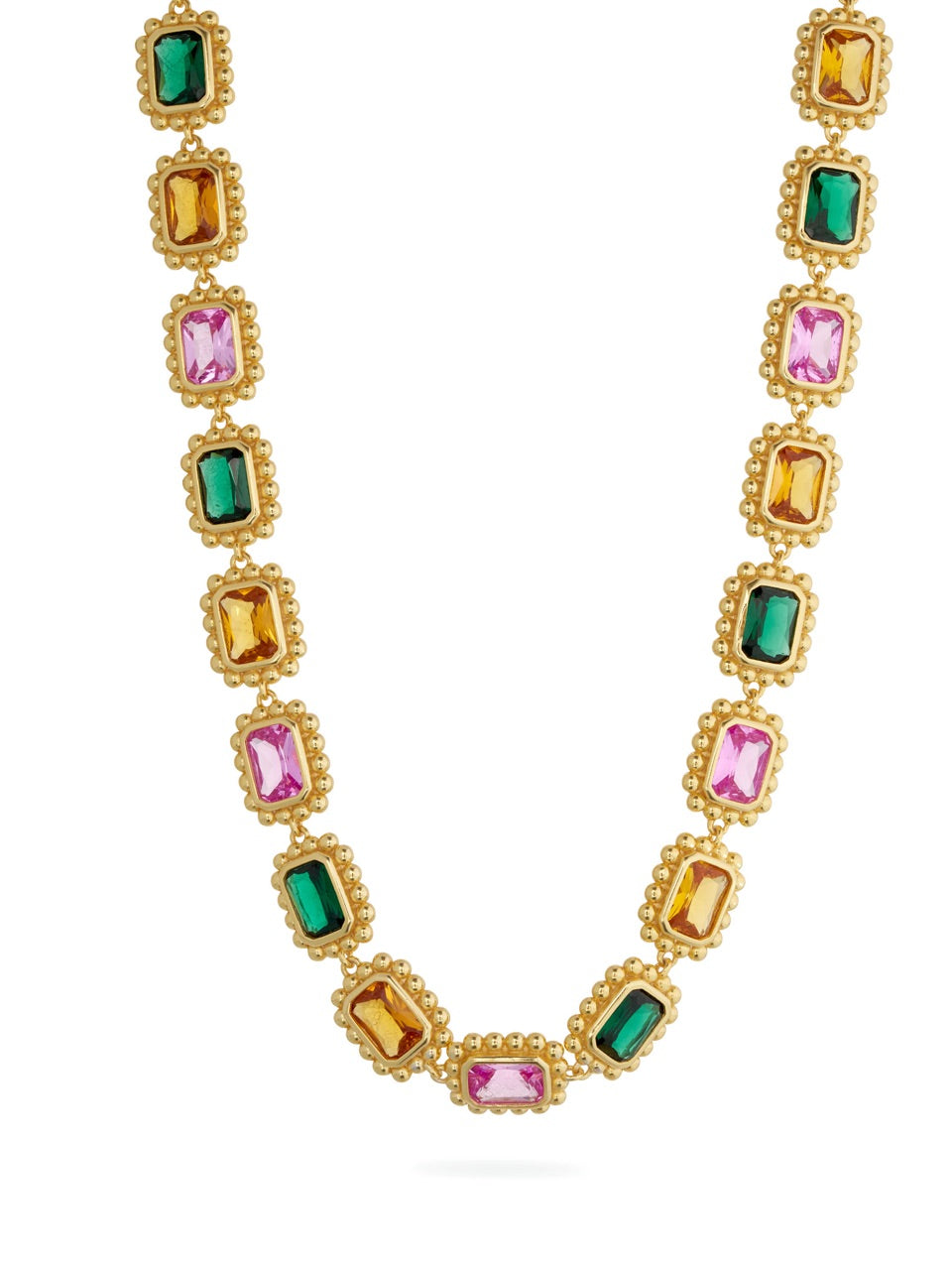 Remy Necklace Royale, choker necklace, gold, gemstones, cubic zirconia, multi-colour, gold plated, sterling silver