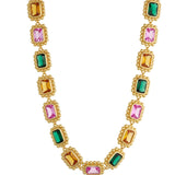 Remy Necklace Royale, choker necklace, gold, gemstones, cubic zirconia, multi-colour, gold plated, sterling silver