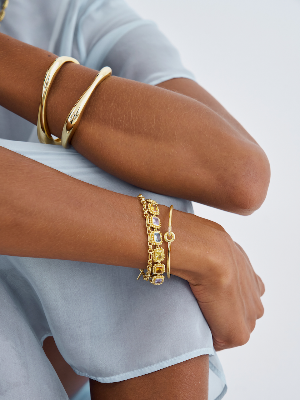 Remy Bracelet, Pastel, Gemstones, Gold, Gold Plated, Sterling Silver, Link